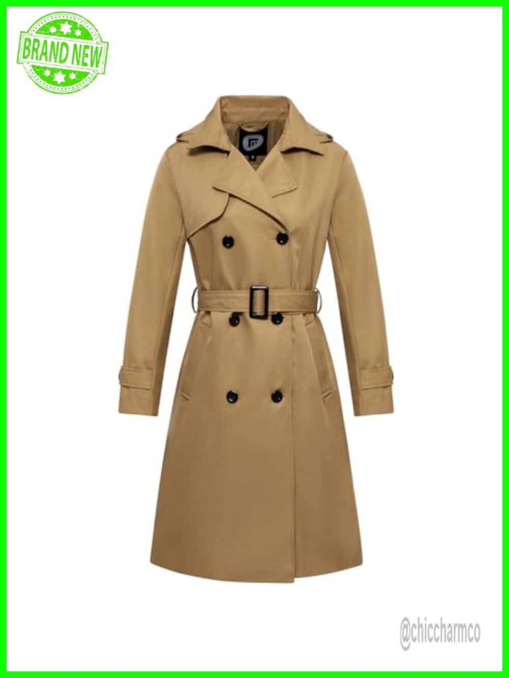 Waterproof Long Trench Coat Double Breasted Windbreaker Belted
